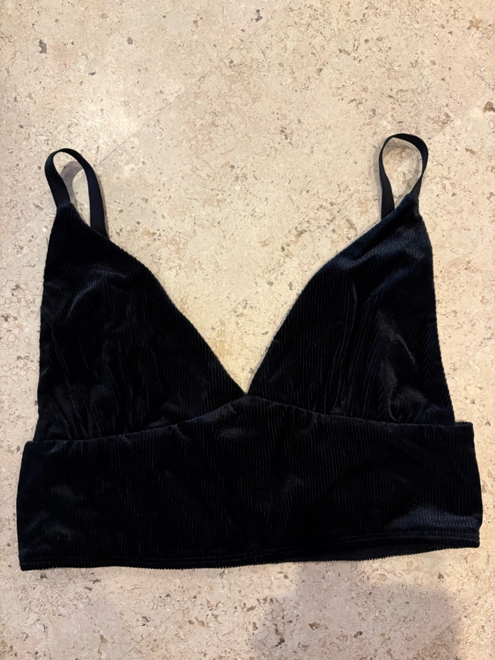 Black Velvet V-Neck Bralette - Women Intimates & Sleepwear